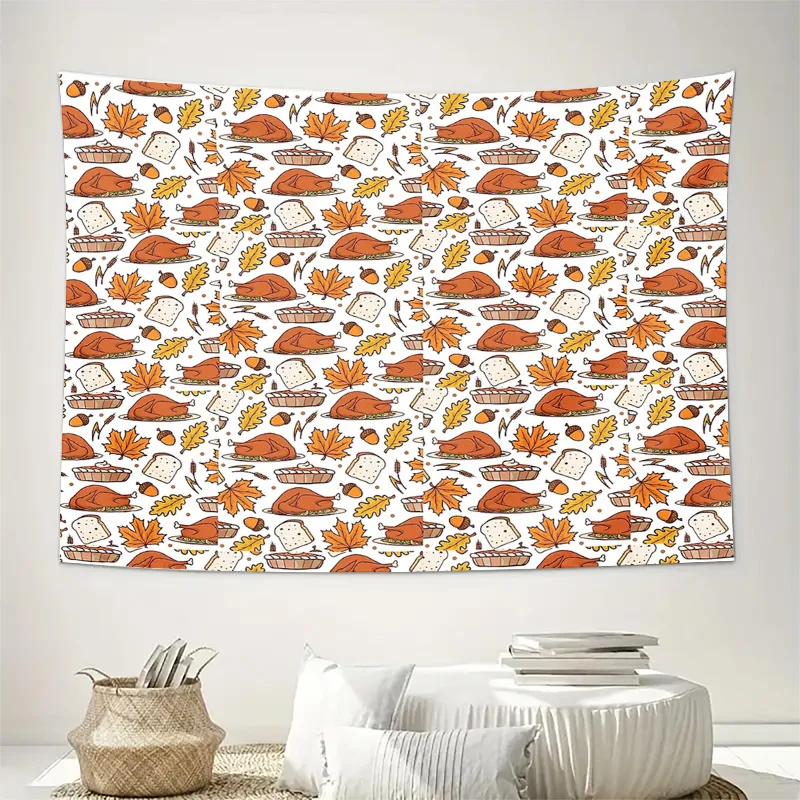 Autumn Harvest Tapestry Fall Leaves Wall Hanging Home Decor Thanksgiving Farmhouse Aesthetic Room Decor Woodland Nature Scene De