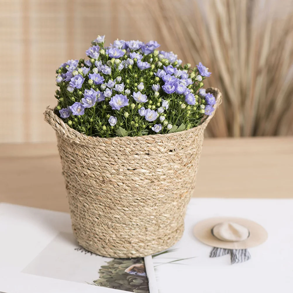 

UPKOCH Woven Flower Pot Basket Indoor Rattan Plant Container Handwoven Seagrass Planter Beige Straw Wicker Home Decor