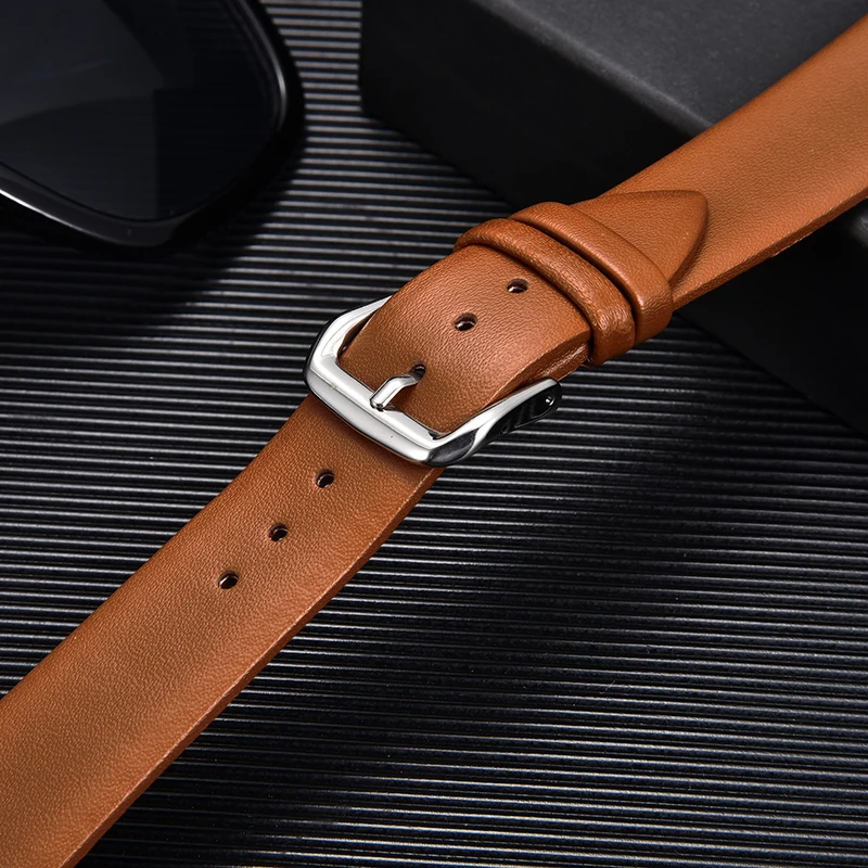 Ultra Thin Soft Watch Strap 8mm 10mm 12mm 14mm 16mm 18mm 20mm 22mm Genuine Leather Black Brown Red Pink Straps Watchband