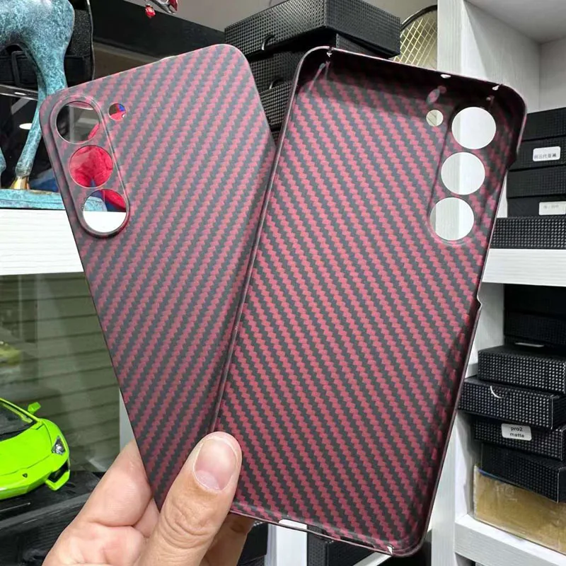 Case for Samsung Galaxy S23 S23+ Plus 600D Real Carbon Fiber Aramid Cell Mobile Phone Protective Cover Protection Shell