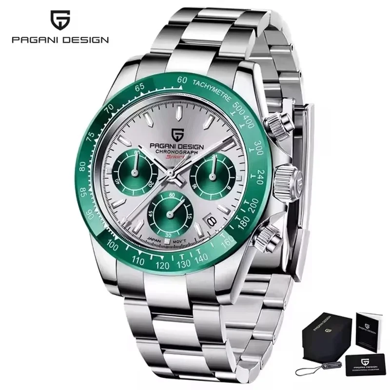 PAGANI DESIGN Men's Stainless Steel Mechanical Wristwatch Waterproof for Sports Outdoor Daily Wear