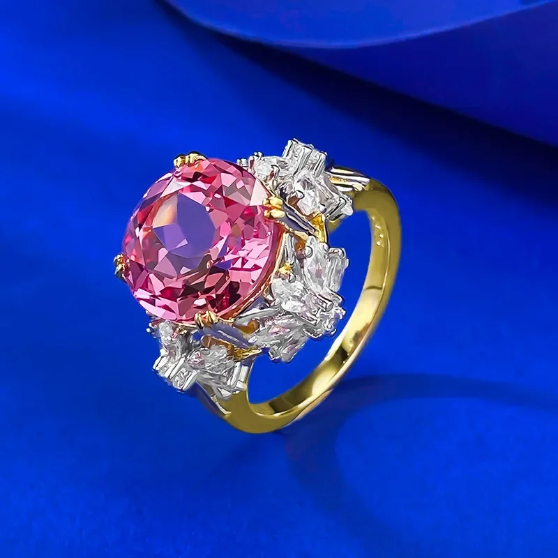 

2025 S925 Silver Luxury 11 * 11 Papalacha Jadeite Lotus Cutting Ring, Rich Lady Wedding Jewelry