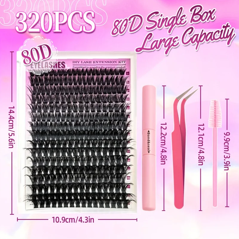 720/320 قطعة من مجموعات الرموش للمكياج، بما في ذلك مواصفات 80D، 100D، ناعمة ومتينة، مناسبة للمبتدئين والاستخدام اليومي