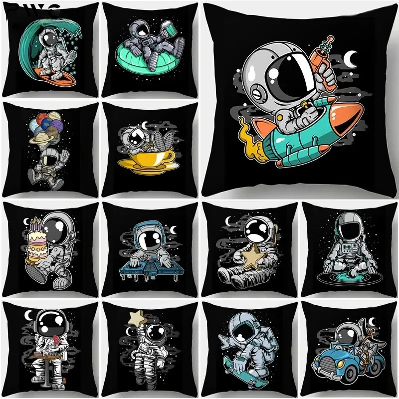 

45*45CM Cartoon Astronaut Pillowcase Multifunctional Car Living Room Sofa Pillow Cushion Bedroom Lumbar Pillow