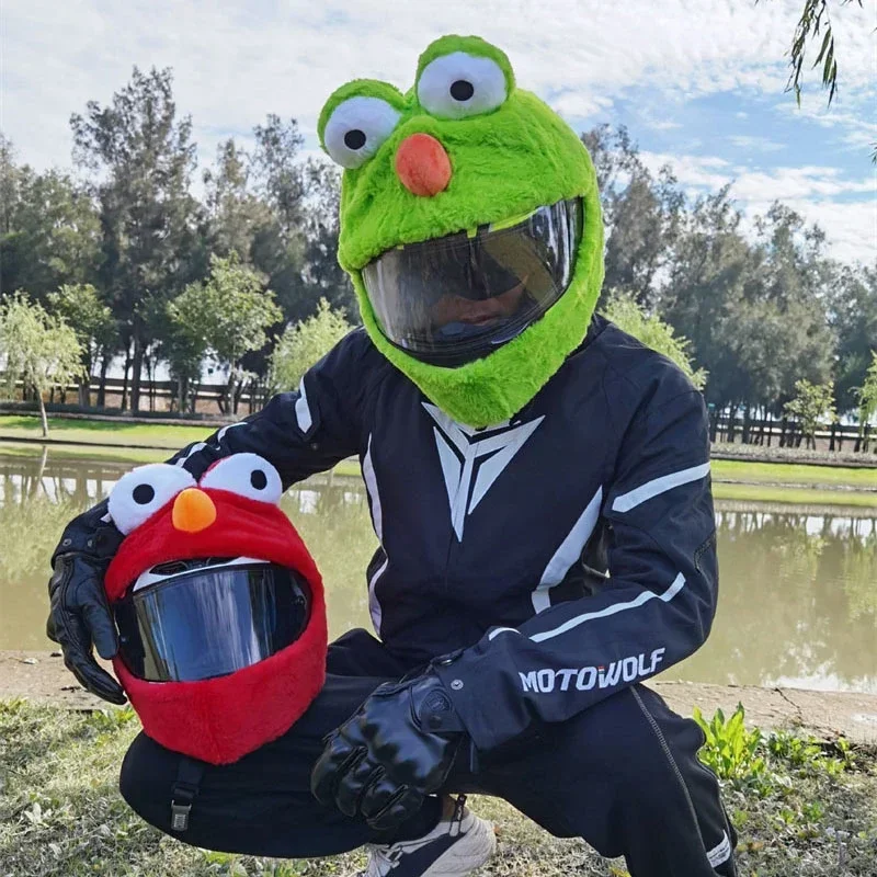 Motorcycle Helmet Cartoons Plush Helmet Protective Cover Helmet Full Face Covers For Outdoor Fun Personalized Helmets Christmas