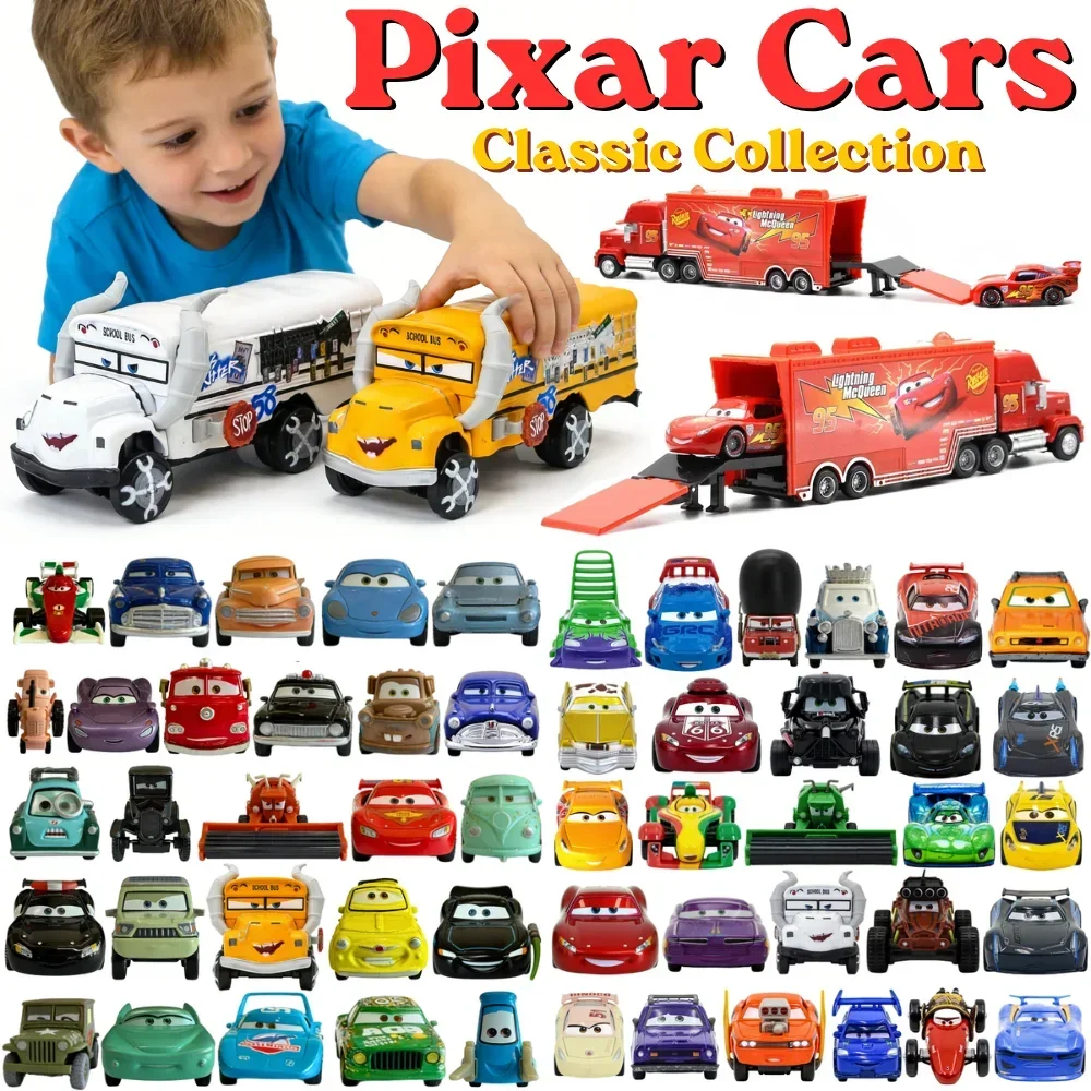 # NUEVO Set Completo de 53 Piezas de Autos de Pixar, Lightning McQueen, Fillmore, 4-9CM, 1:55, Modelo de Metal, Auto de Carreras de Juguete, Regalo de Cumpleaños y Año Nuevo para Niños