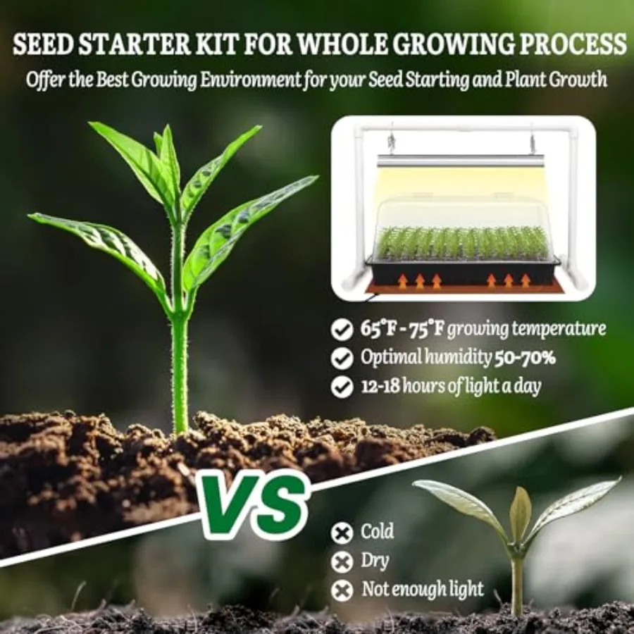 1020 Size Seed Starter Kit with Grow Light and Heat Mat 7