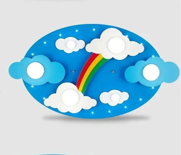 Lámparas de techo para niños montadas en superficie, lámpara de decoración de arco iris de dibujos animados para dormitorio infantil, fuente de luz E27