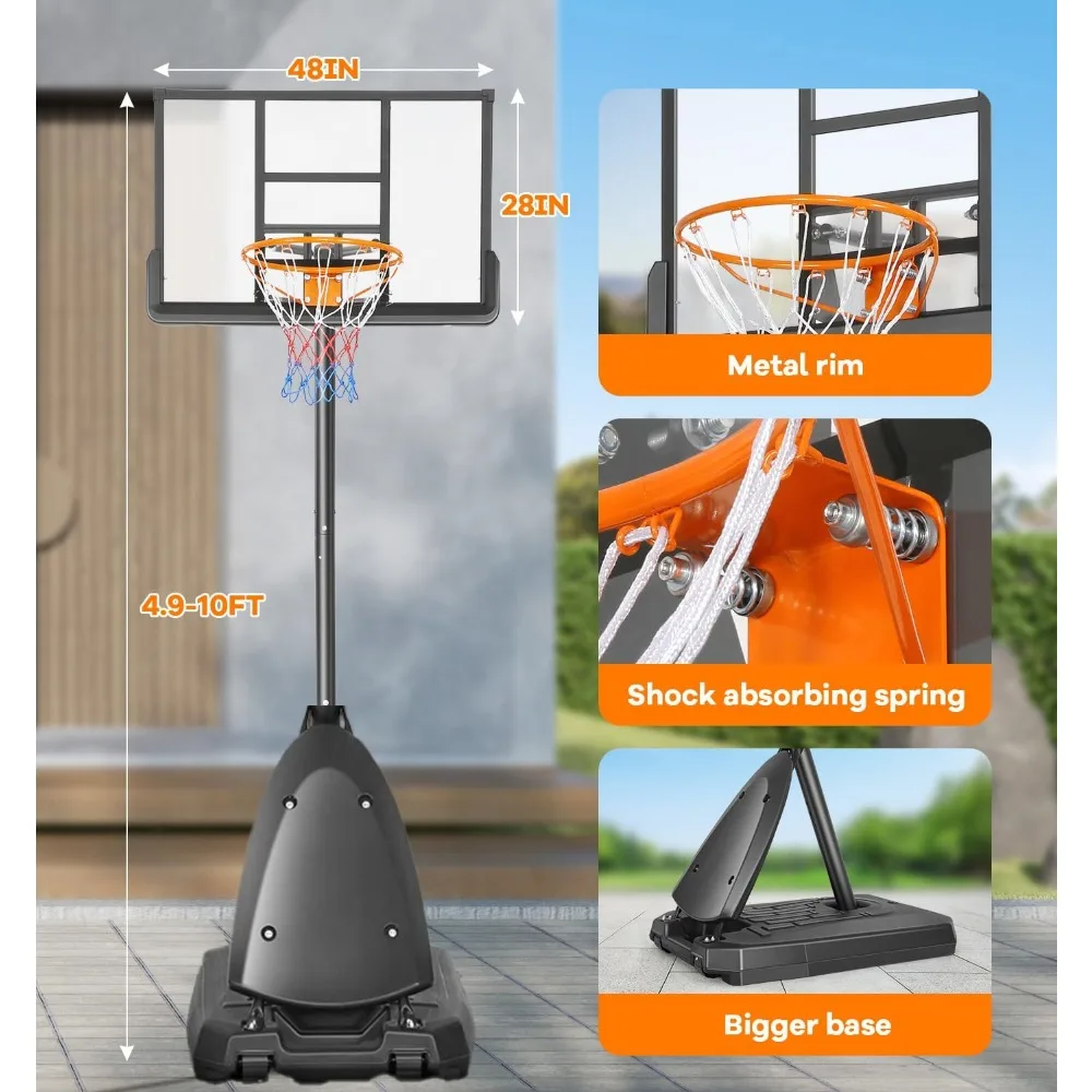 Draagbaar verstelbaar basketbalringsysteem voor gebruik buitenshuis door kinderen, jongeren en volwassenen - Ideaal voor achtertuin- en opritkamers
