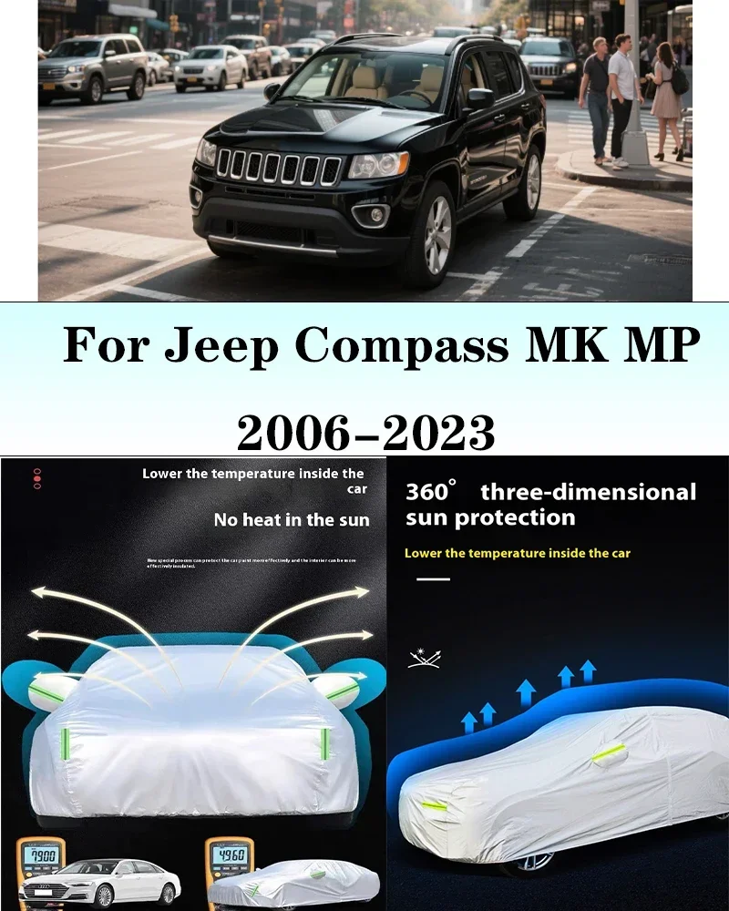 

Full Car Cover For Jeep Compass MK MP 2006-2023 Car Cover Outdoor Sun Shade Rain Snow Dust Frost Resistant Anti-UV Cover