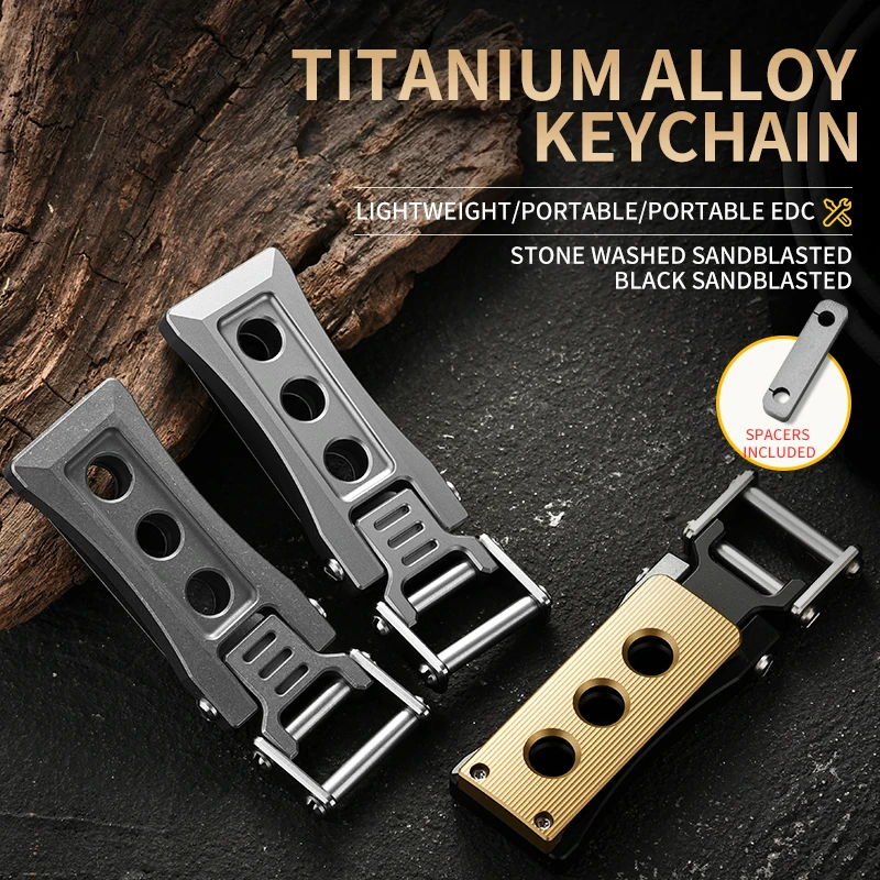 PioneerEDC Premium Titanium Rectangle Key Clip, Waterproof Multifunctional EDCfor Outdoor Hiking, Car Key Ring Accessory
