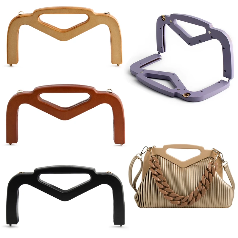 1PC 25cm * 13cm V-förmigen holz tasche griff geldbörse passenden rahmen frauen schulter gurt ersatz griff DIY nähen zubehör