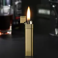 Mini Copper Kerosene Lighter For Cigarette Ultra Thin Fashionable Portable Vintage Petrol Lighters Gasoline Fuel Dropshipping