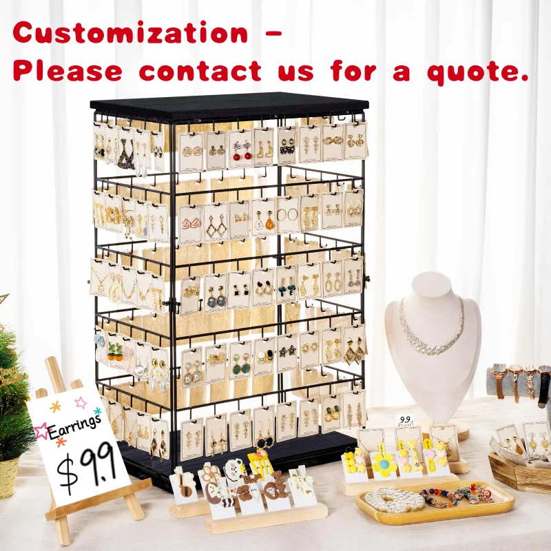 

На заказ. Напольная вращающаяся подставка для ювелирного магазина, набор подставок, деревянная стойка для сережек, держатель для дисплея, подставка, продажа