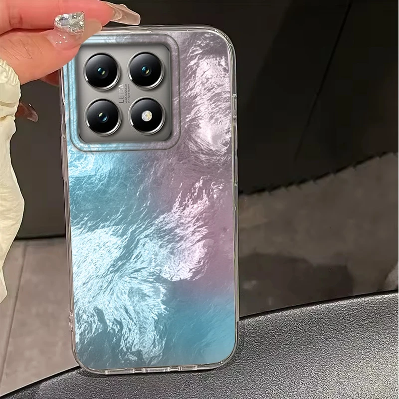 Gradient Glacier Texture Girls Phone Case For Xiaomi 14T 14Tpro 13T Pro 11 Lite 5G NE Shockproof Fundas Protection Back Cover
