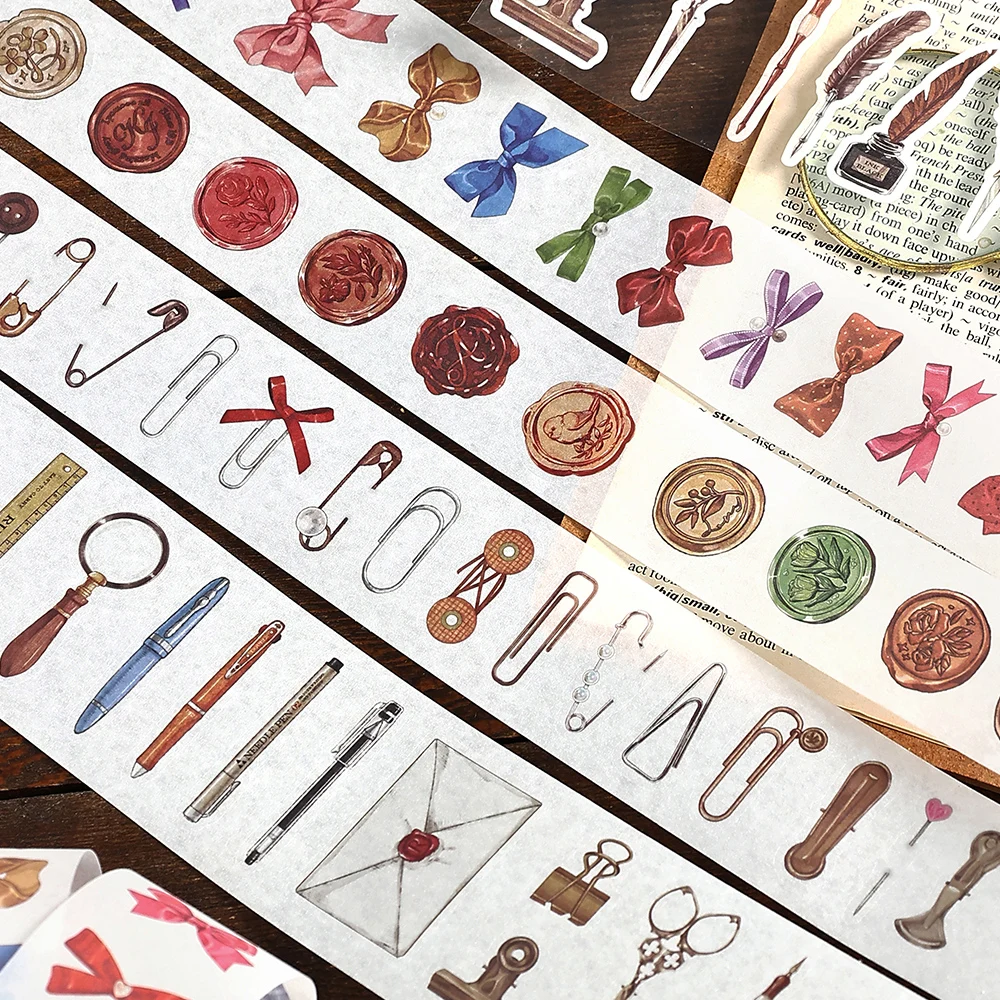 Card Lover 50M * 2M 1 Rol [Seri Pengarsipan Memori 2] Kit Bahan Scrapbooking Pita Washi Deco Akun Tangan Die-Cutting Retro