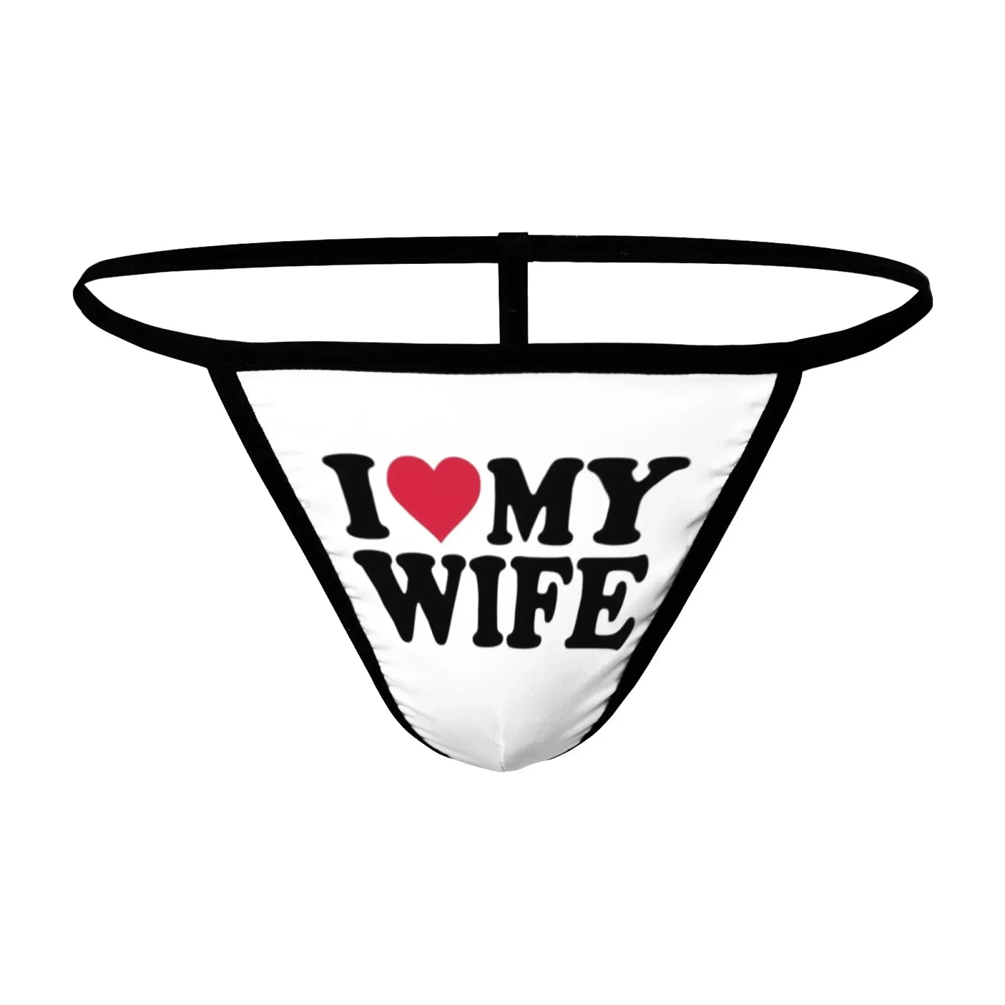 

Men's Thong Underwear with 'I Love My Wife' Print, Sexy T-Back Style, Comfortable Narrow Waistband, Perfect for Spousal Gifting