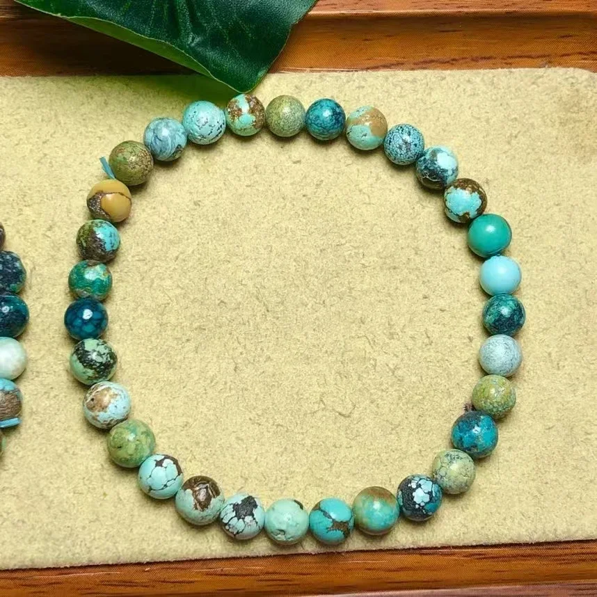 

Natural Blue Turquoise Round Beads Bracelet Woman Men 7mm Rare Green Turquoise Round Gemstone Turquoise Jewelry AAAAA