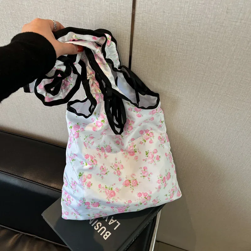 

Flowers Bow Sweet Tote Bags Spring New String 2025 High Quality Bags for Women Large Capacity Girl Casual Women's Handbags