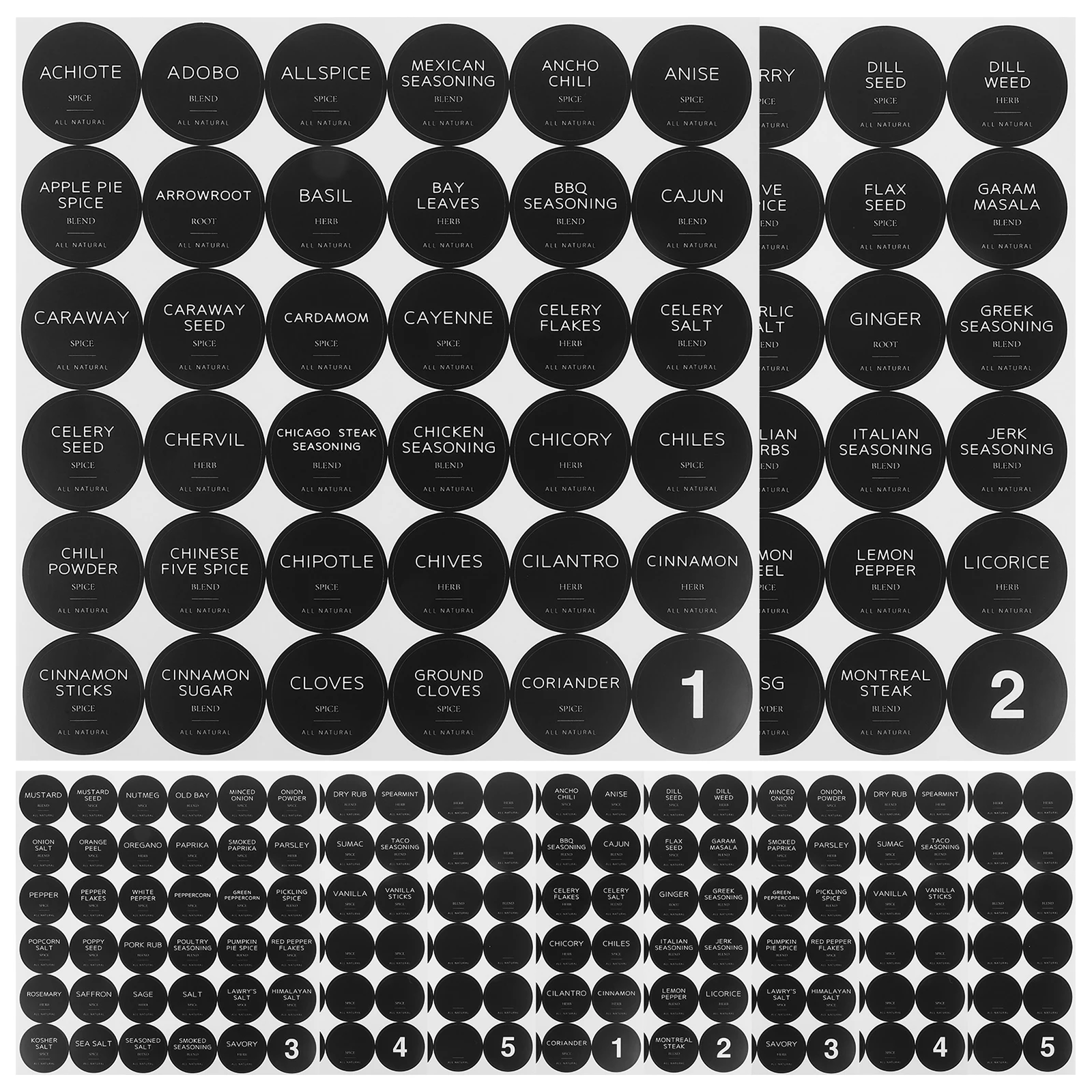 

Label Stickers Self Adhesive Round Kitchen Jar Tags Preprinted Seasoning Bottle Labels Round Label Stickers Folder