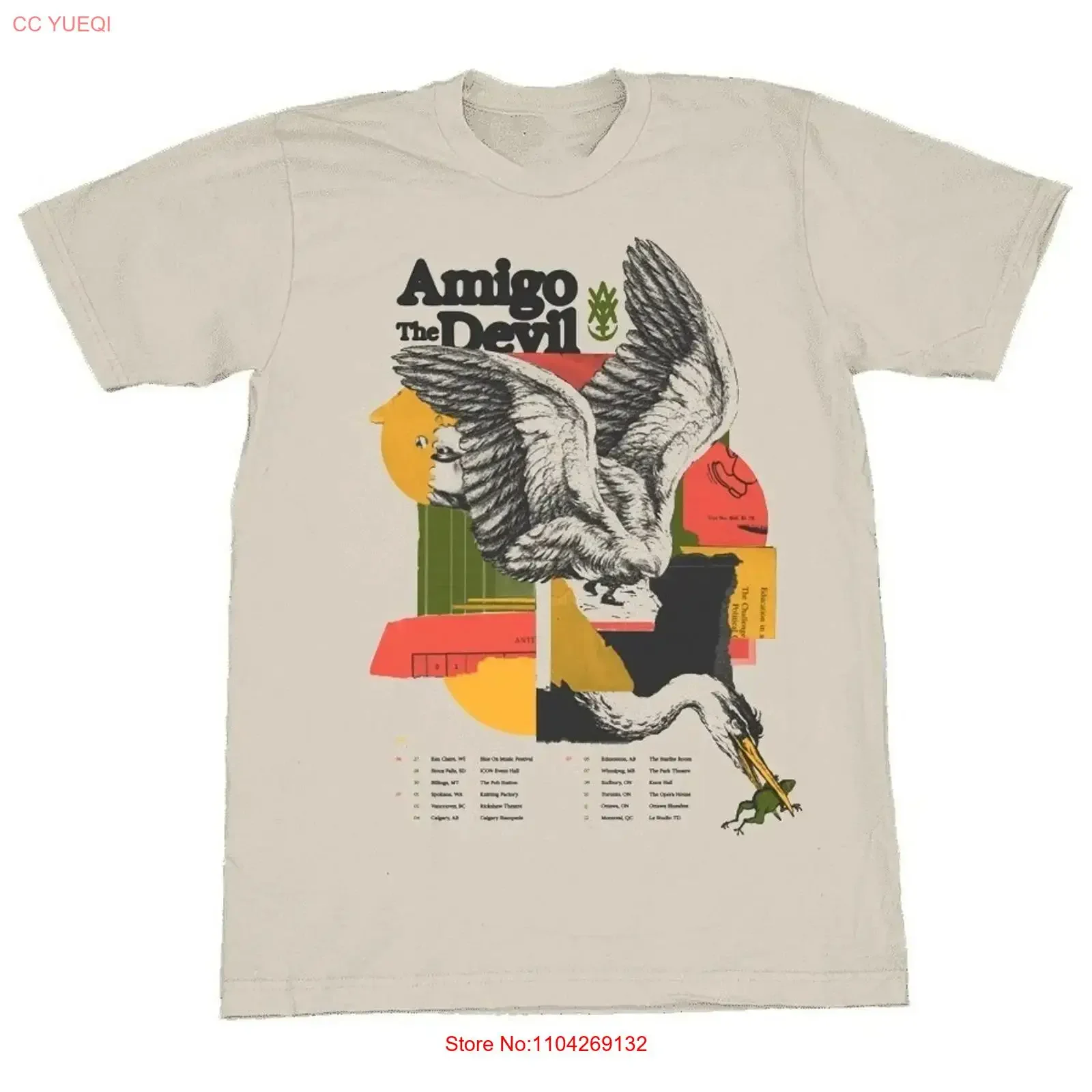 Amigo The Devil Tour 2025 short sleeve sand color shirt KV39467 vintage Washed Unisex Top For Everyday Wear Comfortable Casual