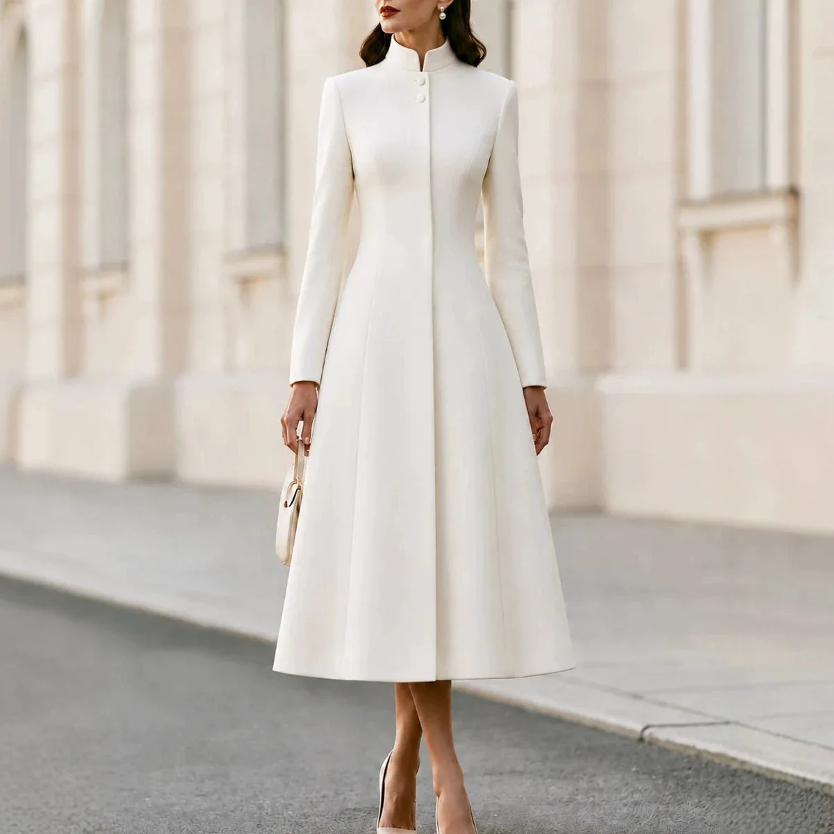 Elegant OL Dresses Women Long Sleeve Suit Party Sundress 2025 Autumn Buttons Waisted Casual Solid Office Lady Vestidos