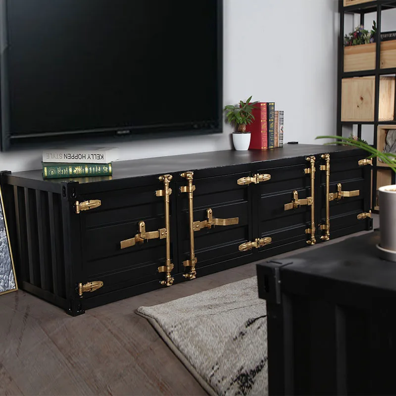 

LOFT industrial wind TV cabinet container furniture hotel personalized creative wrought iron rectangular cabinet factory