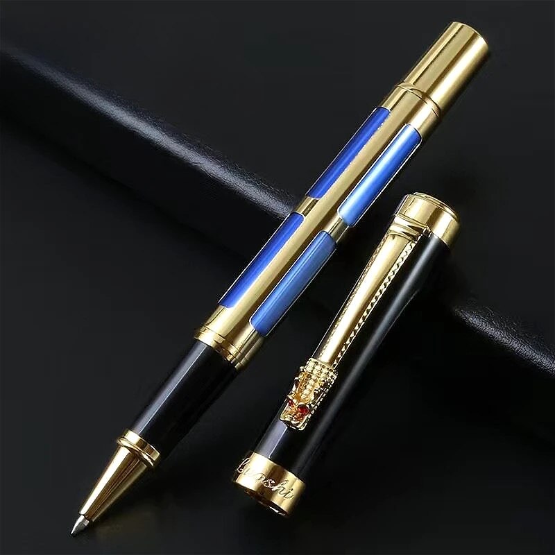 LUOSHI Rotgoldener Metallkugelschreiber mit Kohlenstoffschwarzem 0,5/0,7mm Nachfüllminen, Executive Signaturstift für Büro und Geschäft, Schreibwaren-Geschenk
