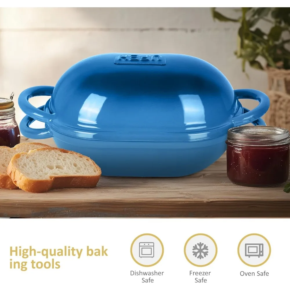 فرن هولندي من الحديد الزهر للخبز - وعاء ممتاز مع غطاء - مثالي للعجين المخمر، أوراق الحرفيين، وصفات الخبز بدون دلك - كاليفورنيا 2 كوارت كاليفورنيا