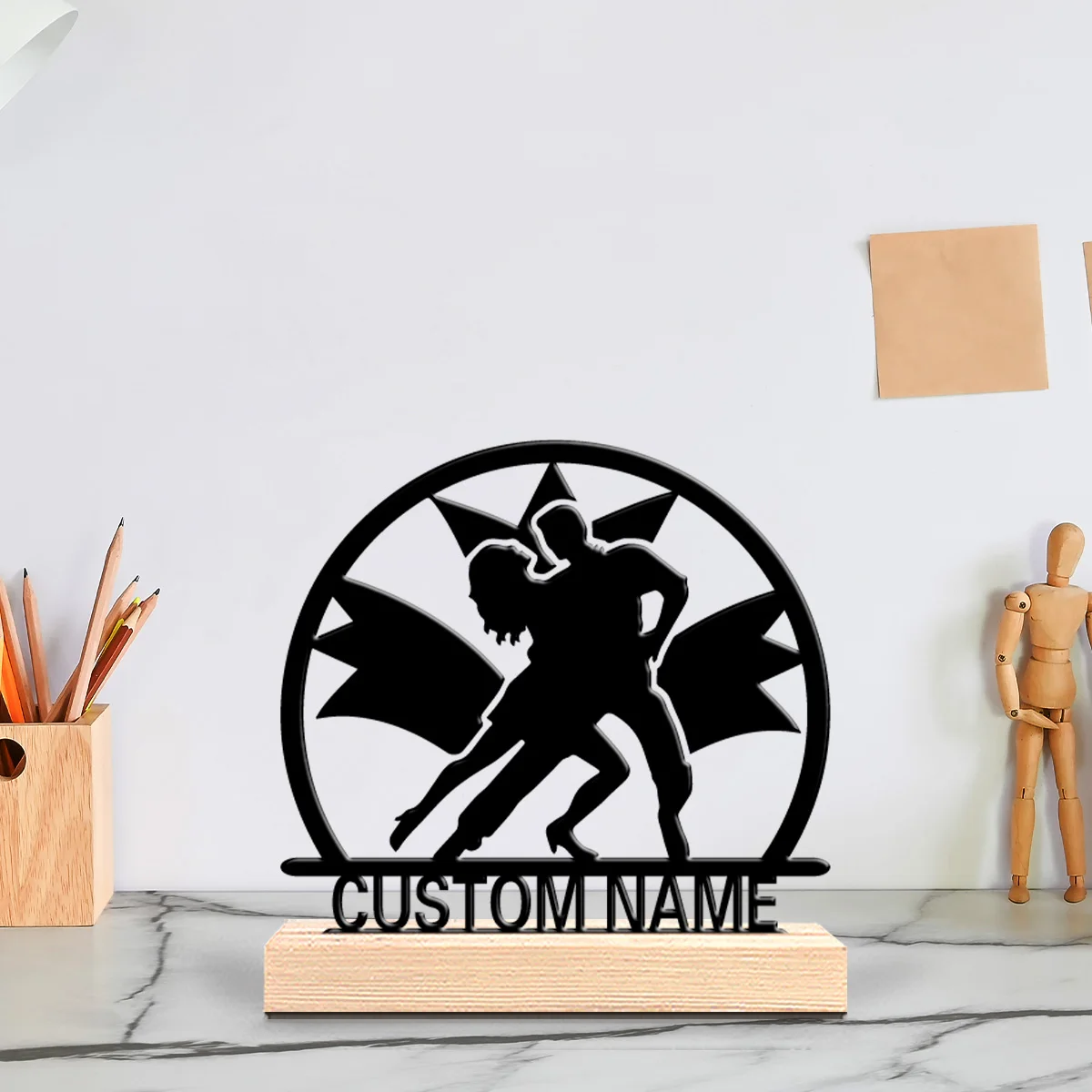 Estatuas de Metal de baile de socio personalizadas románticas, regalo con marco de madera para entusiastas de la danza, perfecto para bailarines, Val, 1 ud.