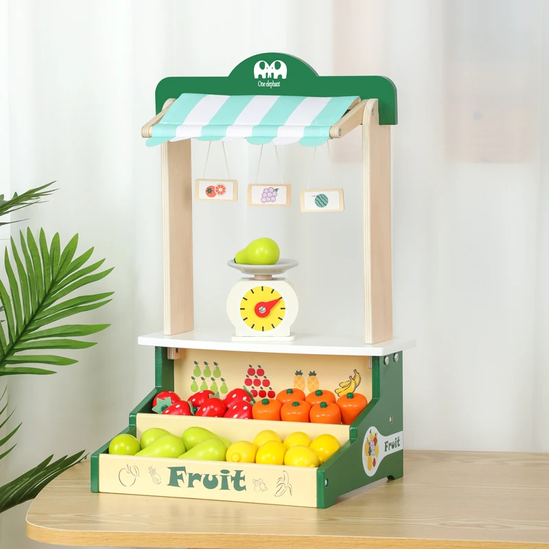 Wooden Role Play Toy Simulated Fruit Store Kids Toys Role Pretend Vegetable Shop Simulation Wooden Toys