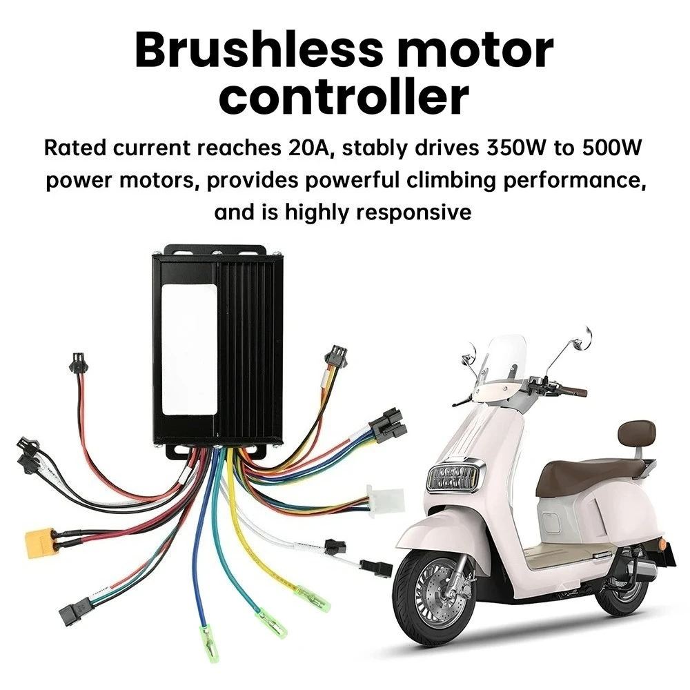 36V 48V 20A Sine Wave Brushless Motor Controller 350W-500W for SM Connectors Protocol 2 LCD Instrument Electric Bicycle