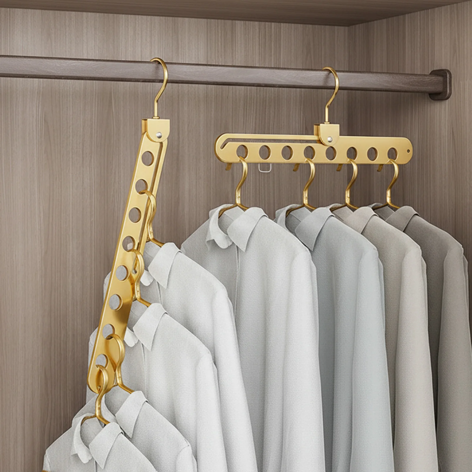 8-Hole Hanger Organizer Rack  Aluminum Alloy Foldable Space Saving Multi-functional Closet Wardrobe Cloth Hangers Storage Rack view 3