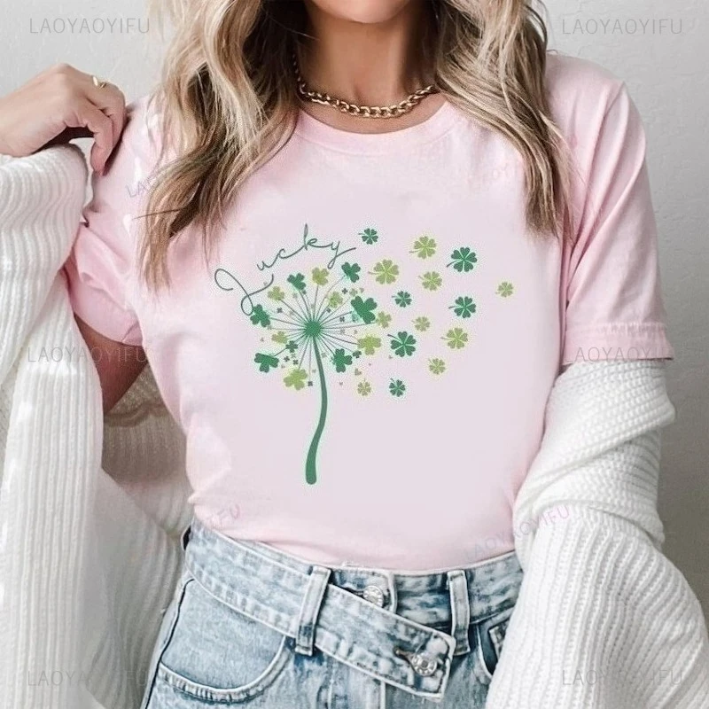 St Patricks Day Dandelion Sweatshirt Dandelion Shamrock Clovers Flying Shirt Luck Irish Tee Patrick Day Luck Graphic T Shirts