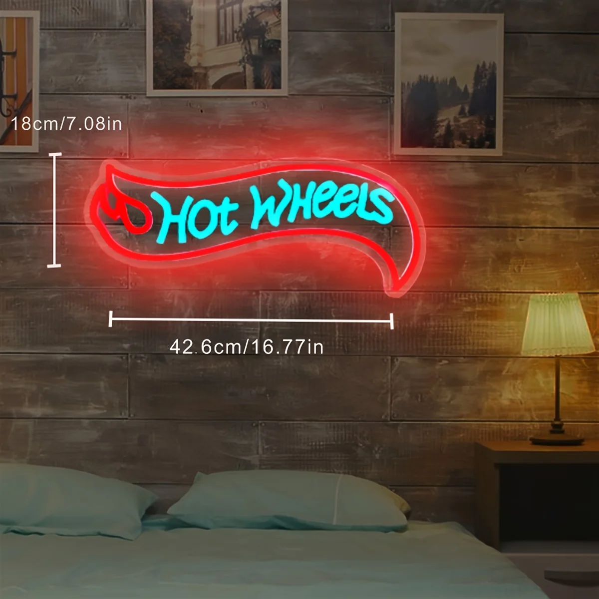 Hot Wheels Neon Hanging Wall Light LED Sign for Music Festivals, Bars, Bedrooms Theme Parties Decor Birthday Gift and Mood Light