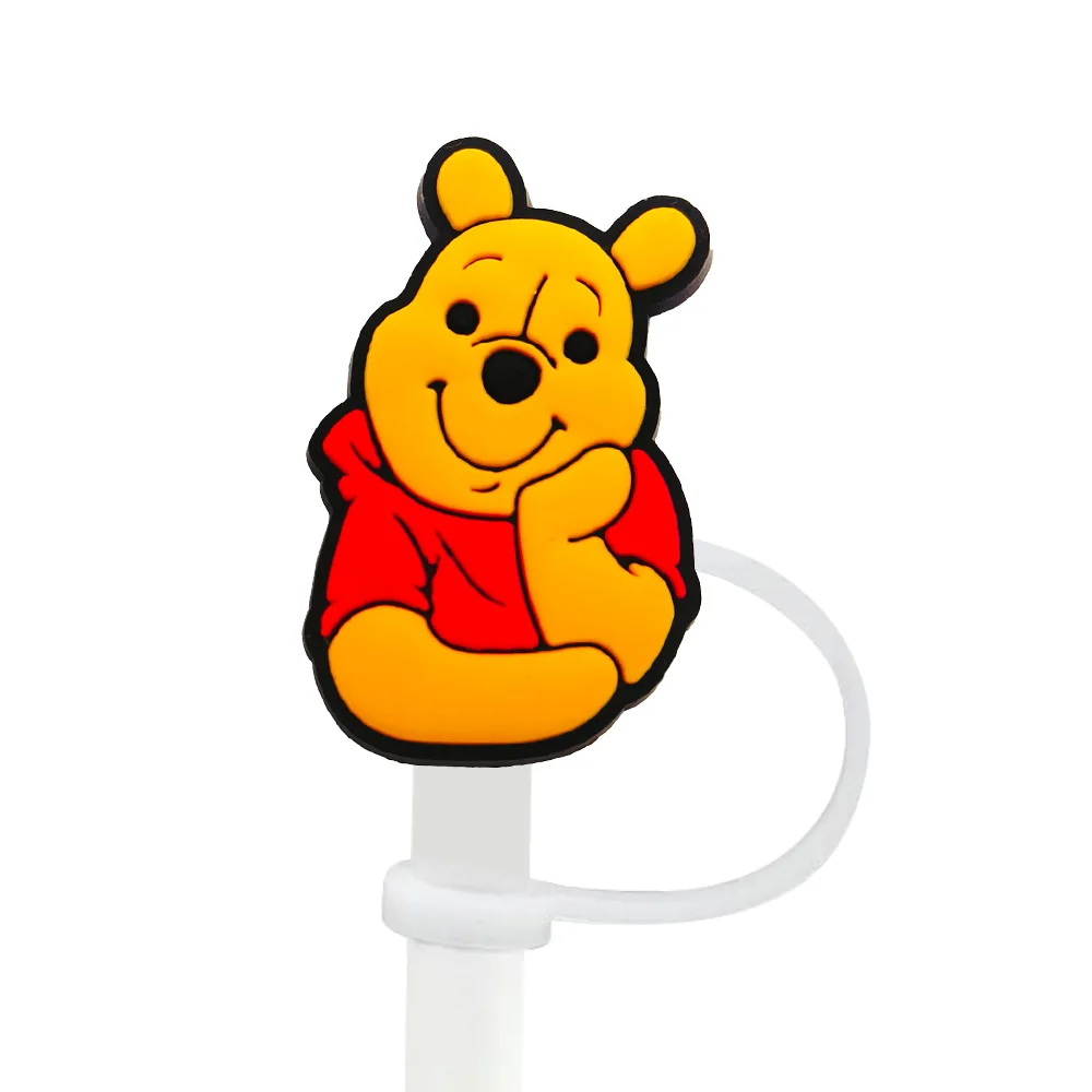 Niedliche Silikon-Strohhalm-Abdeckungen mit Winnie-Puuh-Motiv für 10-mm-Strohhalme, Strohhalmkappen für Glasbecher, passend für 30- und 40-Unzen-Becher mit Henkel, staubdicht, wiederverwendbar. – Detail 16