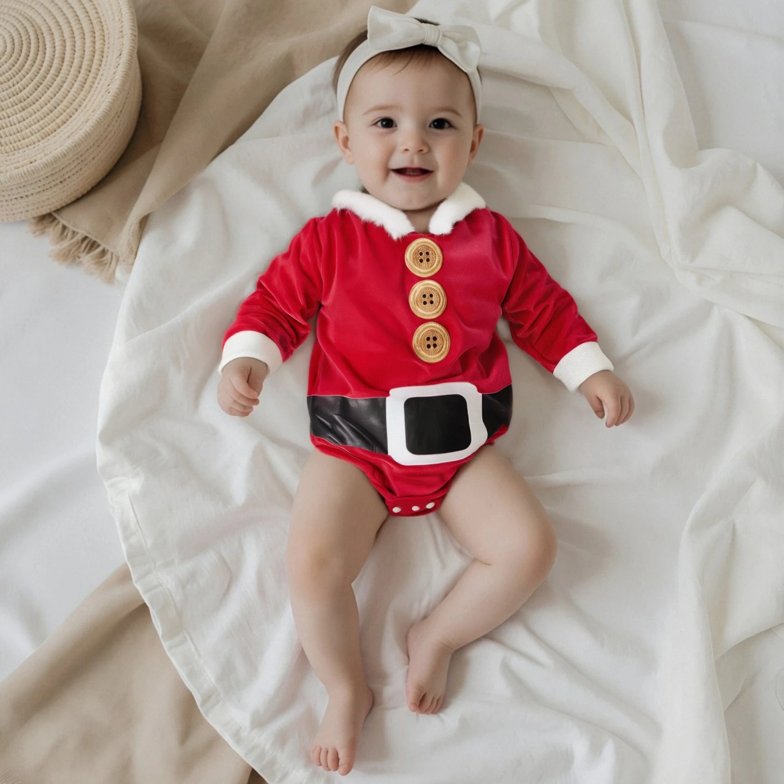 0-24M Baby Christmas Romper Long Sleeve Hooded Patchwork Bodysuits Fall Winter Xmas Clothes for Girls Boys