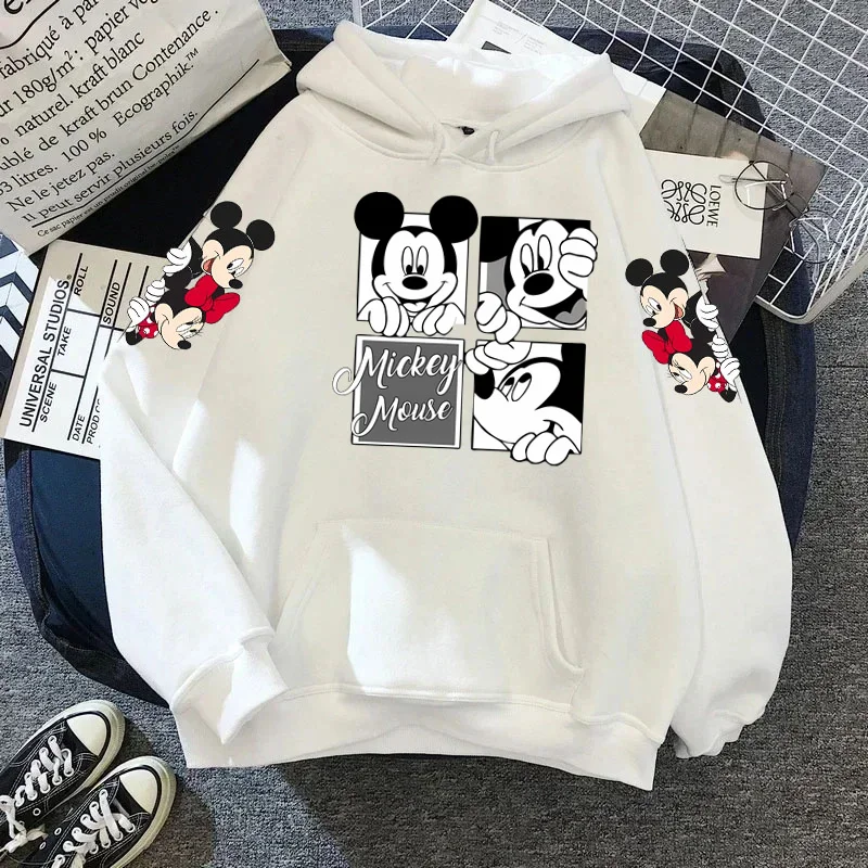 Sudadera con capucha de Mickey y Minnie Mouse para mujer, de manga larga Camisa con capucha, ropa Harajuku Y2k