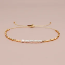 Gold Plated Miyuki Beaded Tiny Bracelets Freshwater Pearls Friendship Jewelry for Women Teen Girl Gift Summer Beach Pulsera