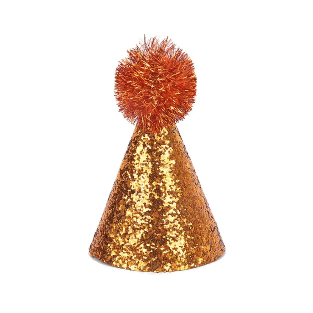 Creative Glitter Dog Birthday Hat Colorful Hairball Adjustable Pet Party Supplies Shiny Cute Pet Headband Hats