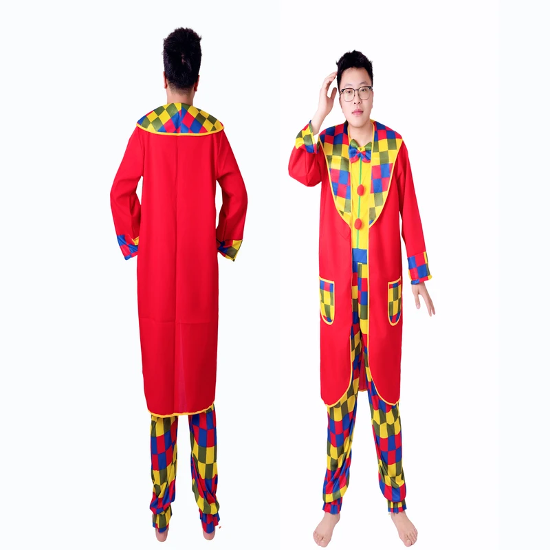 

Adult Clown Costume For Men Halloween Costumes Cosplay Carnival Role Play Stage Show Party Jumpsuit Joker Circus Fancy Dress