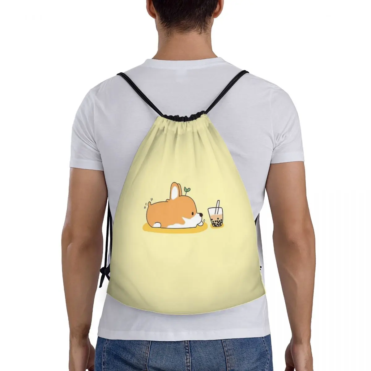 

Рюкзаки Corgi And Bubble Tea, многофункциональные портативные сумки на шнурке, спортивная сумка, сумки для книг для мужчин, женщин, студентов