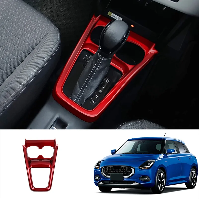 

Durable-автомобильная центральная консоль, рамка переключения передач, держатель для чашки, накладка на рамку, наклейка, аксессуары для интерьера Forsuzuki Swift 2024, красный