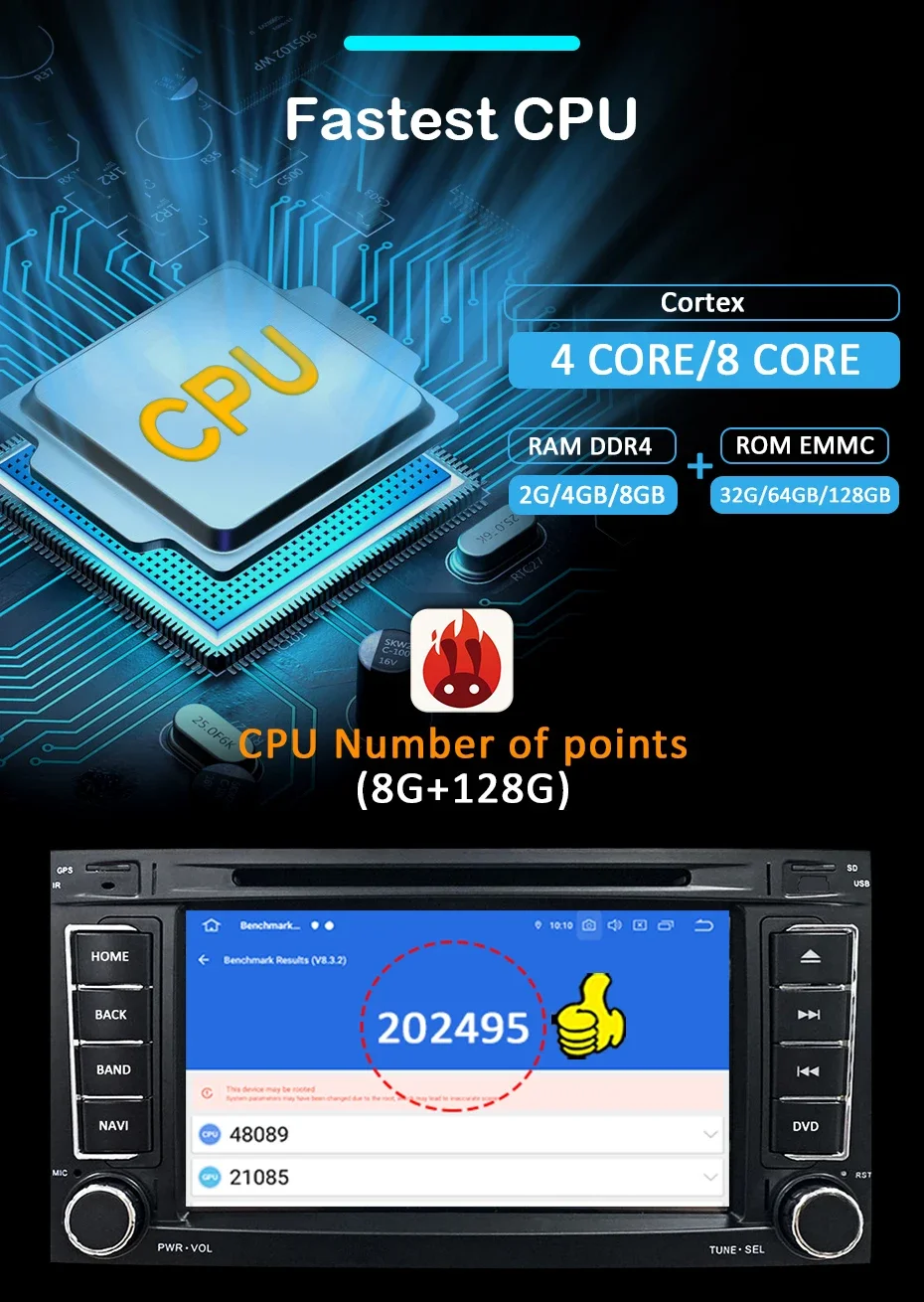 7-Zoll-Bildschirm, kabelloses CarPlay, Android 15 Autoradio für Volkswagen Touareg, Transporter T5, Multivan 2002-2010, Videoplayer – Detail 8