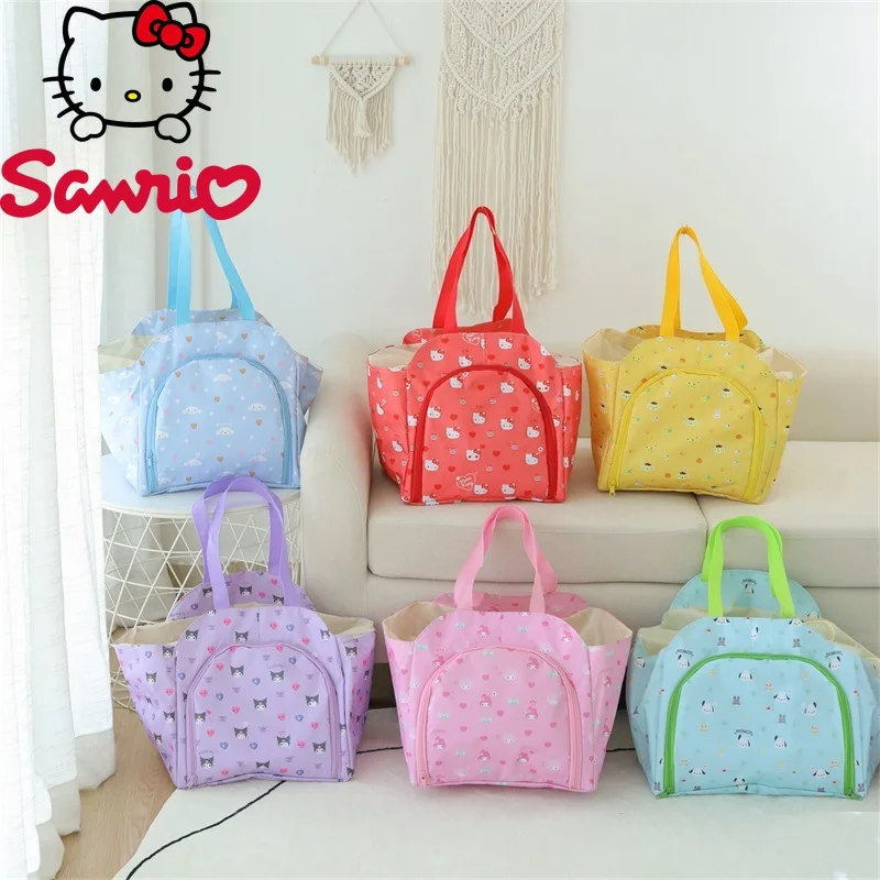 

Sanrio Kuromi Cartoon Portable Handbag Outdoor Family Storage Bag Drawstring Bags Large Capacity Maternal and Infant Bag
