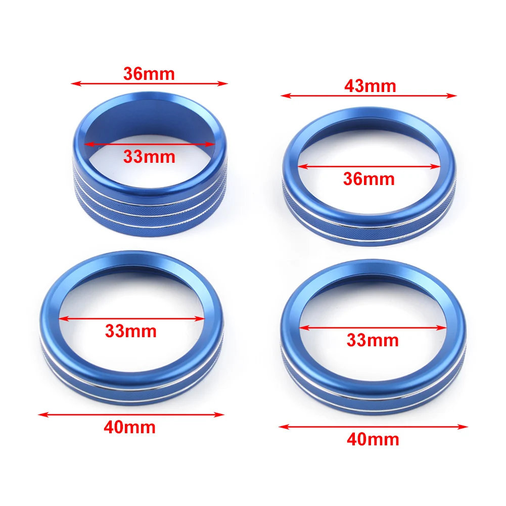 4Pcs/Set Car Air Conditioner Switch Knob Ring Cover Decoration Trim For Jeep Wrangler JL 2018 2019 2020 CNC Aluminum