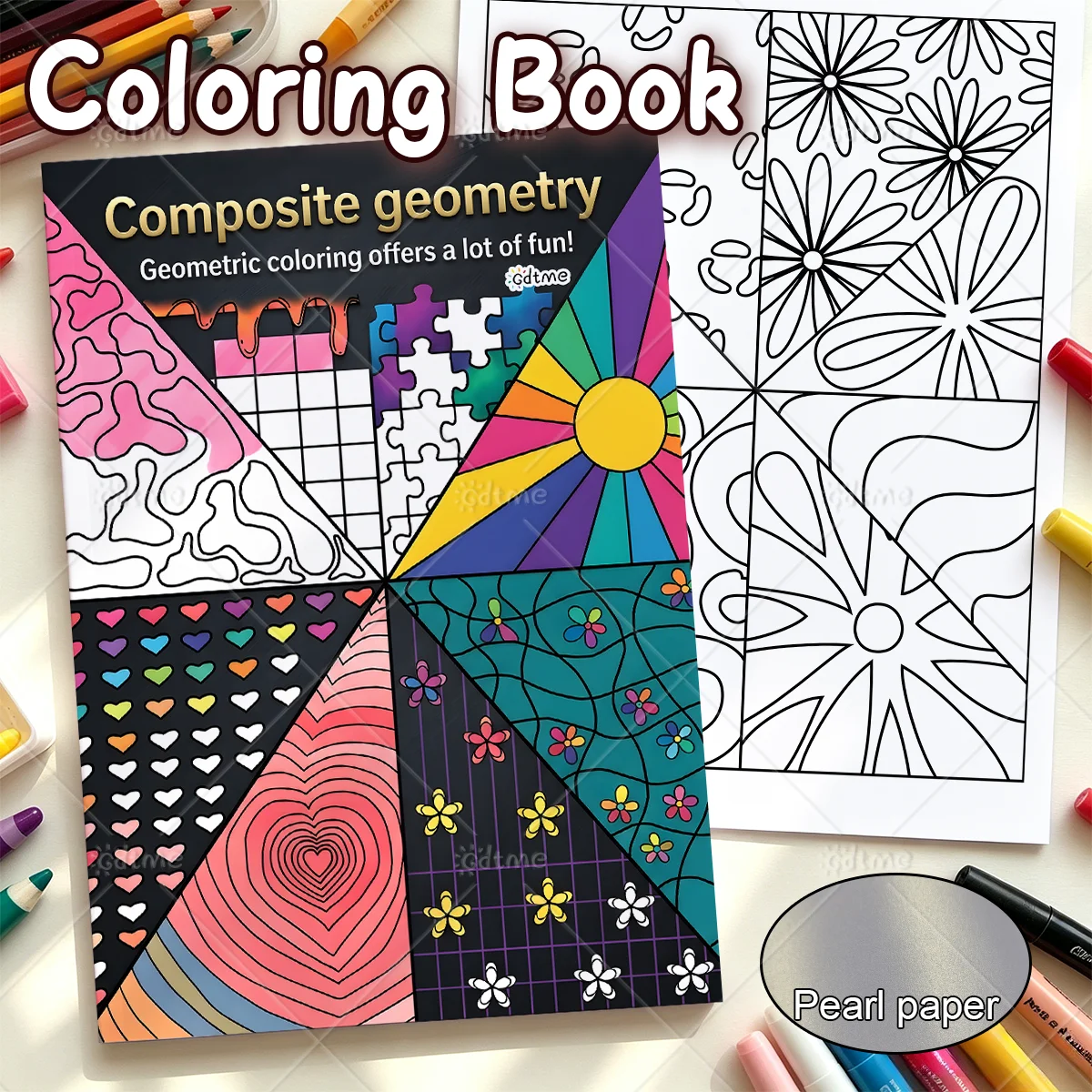 Composite Geometry Adult Coloring Book, Bold Abstract Geometric Art Patterns, Stress & Anxiety Relief, Relaxing Art Therapy Book