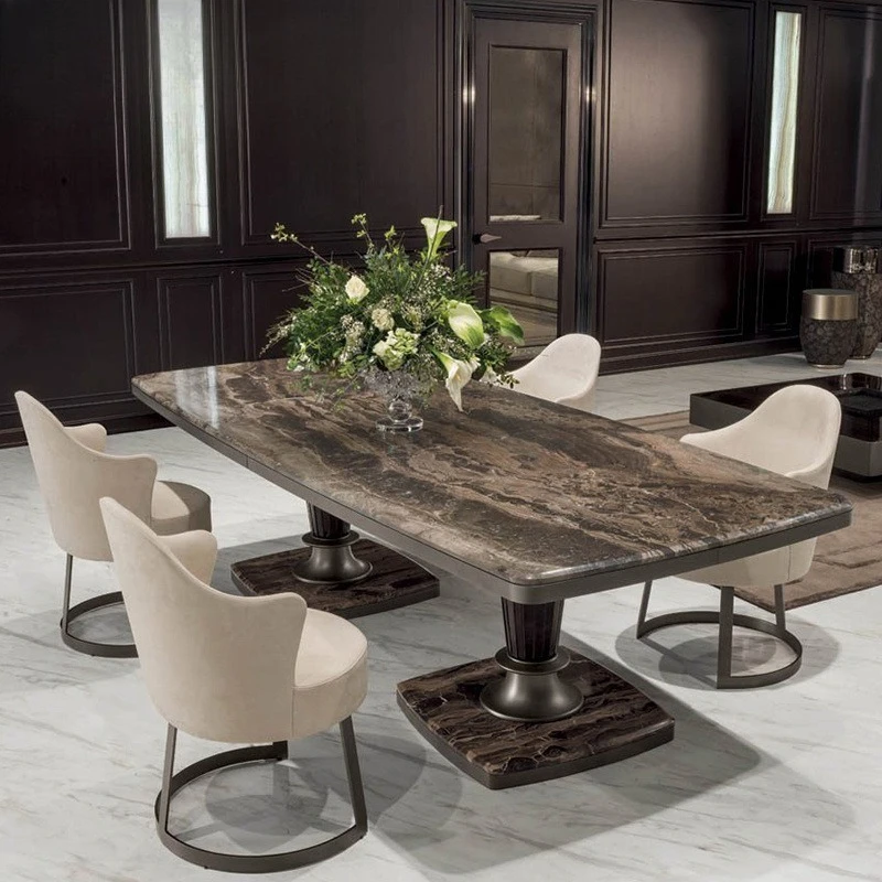 

Postmodern marble dining table, rectangular, modern minimalism