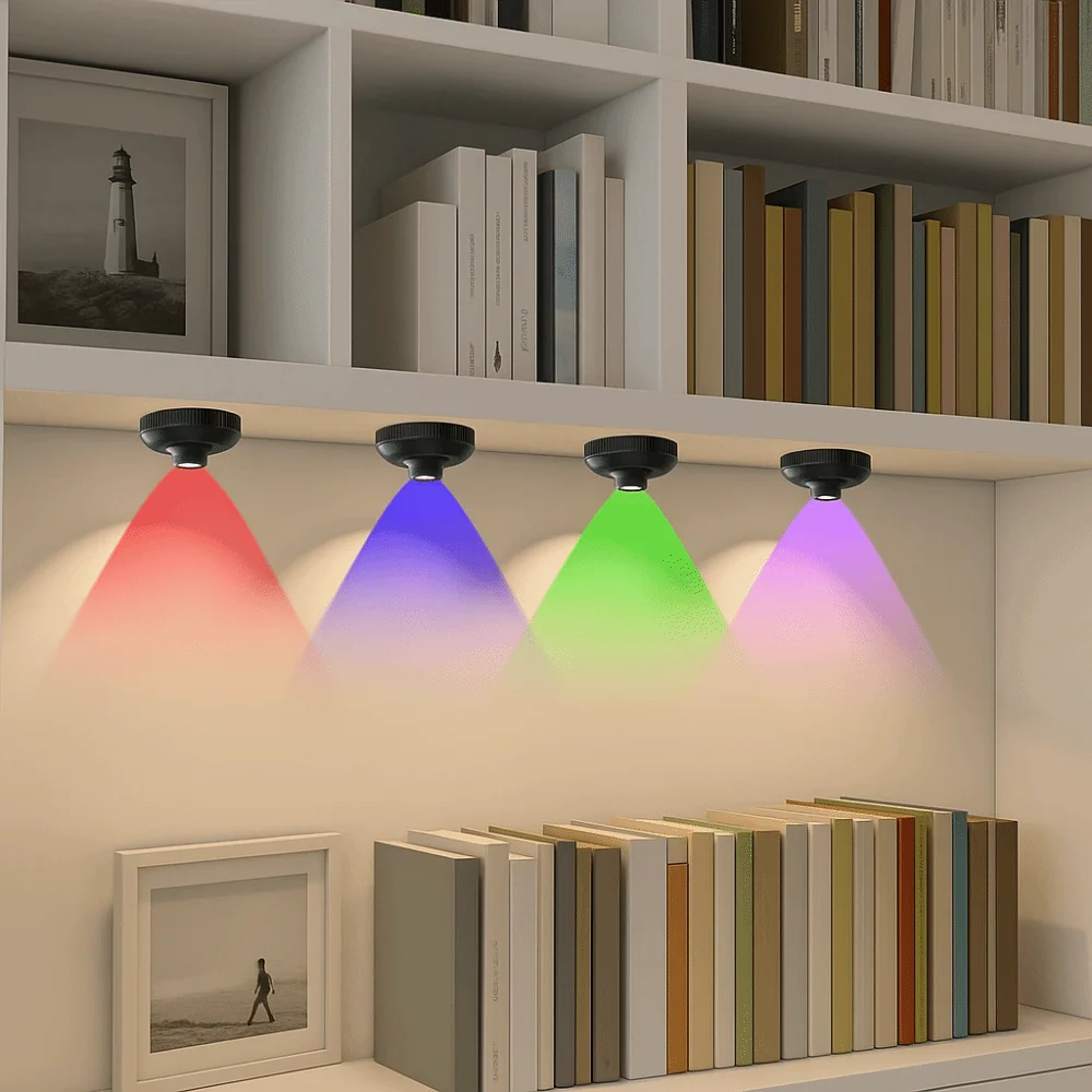 3 Pcs/set Rechargeable Under Cabinet Light Color Changing Remote Control USB Charging Light Stick On Design Mini LED