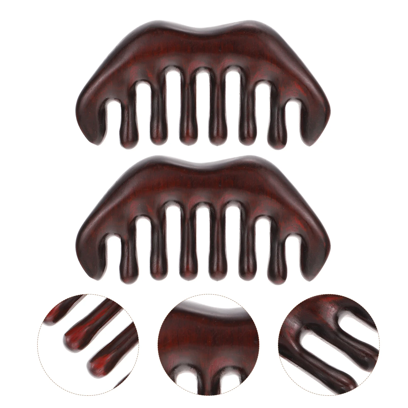 2 Pcs Body Wide Tooth Massage Comb Miss Hair Rhino Rosewood Face Scraper Tool Wooden